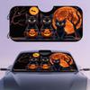 1pc, Halloween Front Window Sunshade With Halloween Black Cats Pumpkins Night Decoration Design, Foldable Visor For Car, SUV, An