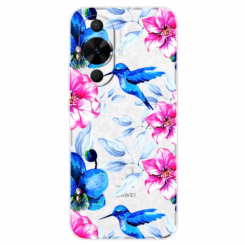 Чехол для Huawei Nova 12s Цветы Прозрачный ТПУ Силикон Funda Capa для Huawei nova 12s Мягкие Чехлы Nova12S 12 s Прозрачный Coque сумка