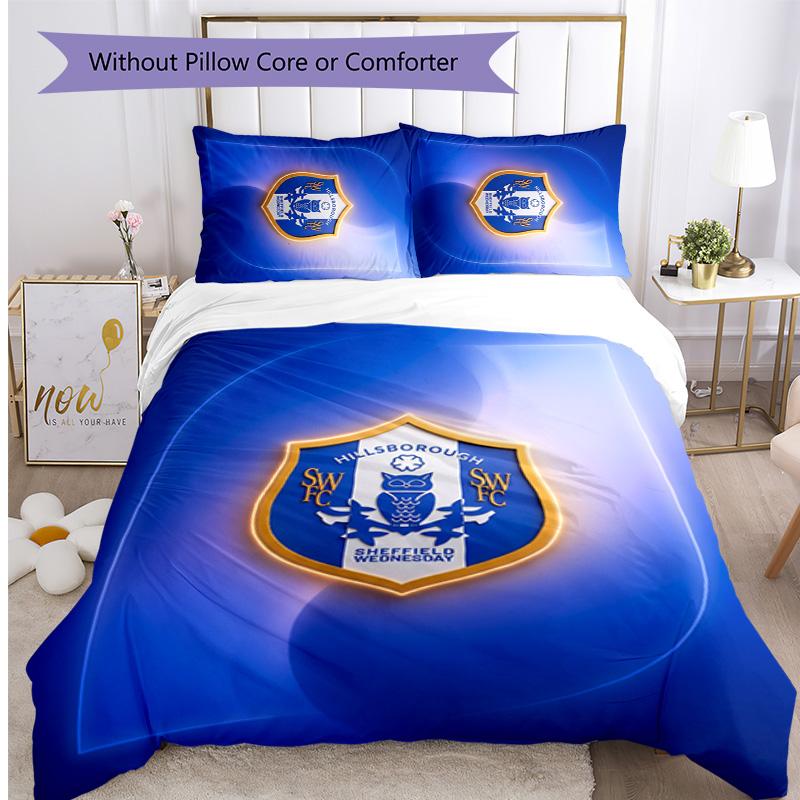 Sheffield Wednesday Football Printed 3 Pieces Bedding Set, Comfortable Skin Friendly Bedroom Duvet Cover Set