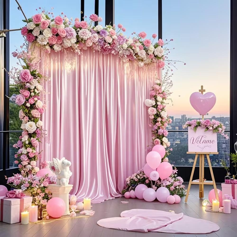 Satin Backdrop Curtains, Smooth Glossy Satin Curtains Drapes with Rod-pocket for Weddings, Party and Ceremony Stage Decorations