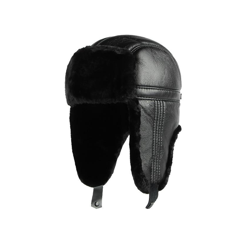 Кожаная снежная шапка, мужская шапка-бомбер, 2022, ушанка, советские черные термозимние шапки из искусственного меха с ушанкой, русская шапка для папы