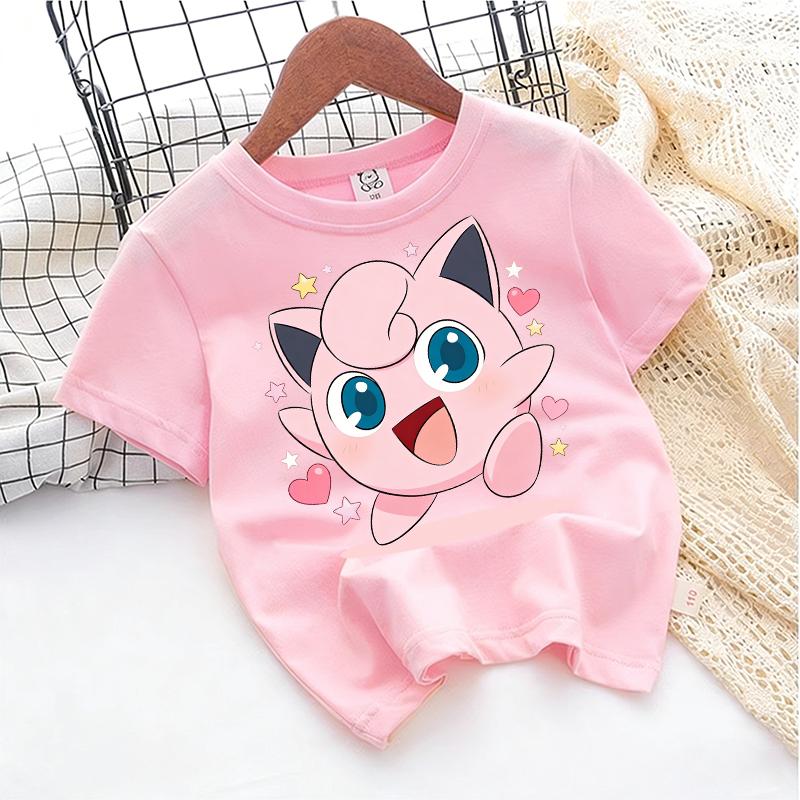 Kids Pikachu Pokémon TShirt Pure Cotton Anime Cartoon Casual Streetwear Tee for Boys Girls