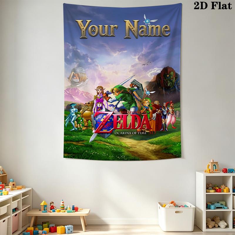 Name Custom Game Legend of Zelda Wall Tapestry Aesthetic Wall Hanging Printed Fabric Blanket Decorative Tapestries for Bedroom Living Room Home Decor