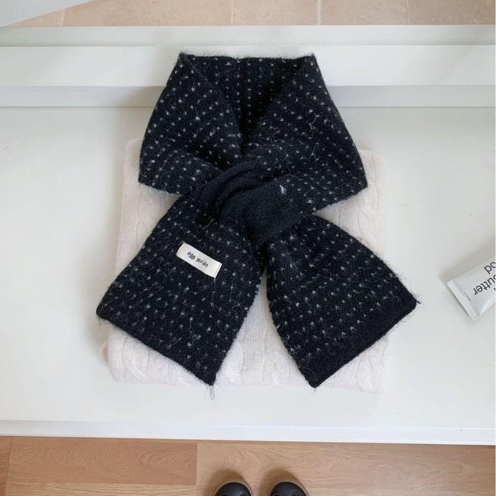 Soft Knitted Neck Scarf Dotted Pattern Short Winter Scarf Korean Style Cross Scarf Daily Outfits