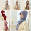 Windproof Hat Scarf Set Neck Warmer Knitted Hat  Scarf Fashion Integrated Ear Protection Cap  Woman