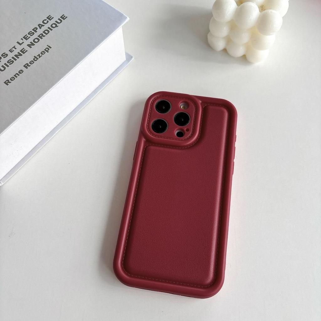Матовый кожаный чехол для телефона подходит для IPhone 15PROMAX, простой IPhone14, с полной защитой и противоударный 13 для женщин