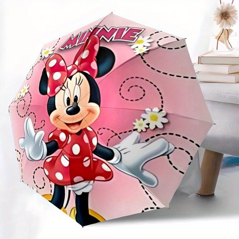 1pc Minnie Mouse Automatic Folding Umbrella, 8-Rib Portable & Foldable Design, All-Season Use yy0722154
