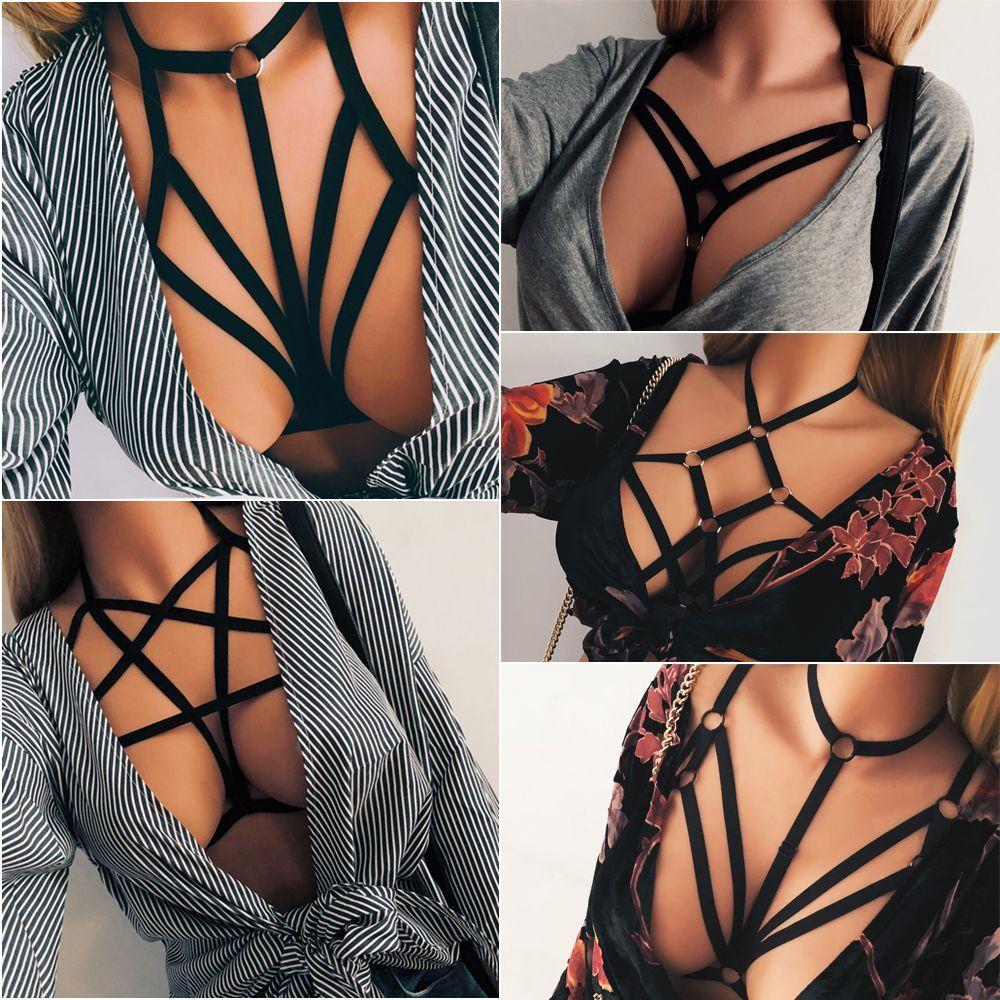Summer Bralette Bustier Belt Lingerie Push Up Crop Top Cage Harness Sexy Bandage Bra