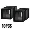 PE Film Display Box 3D Floating Coin Ring Necklace Earring Packaging Box 7x7cm Transparent Visible Jewelry Dustproof Storage Box