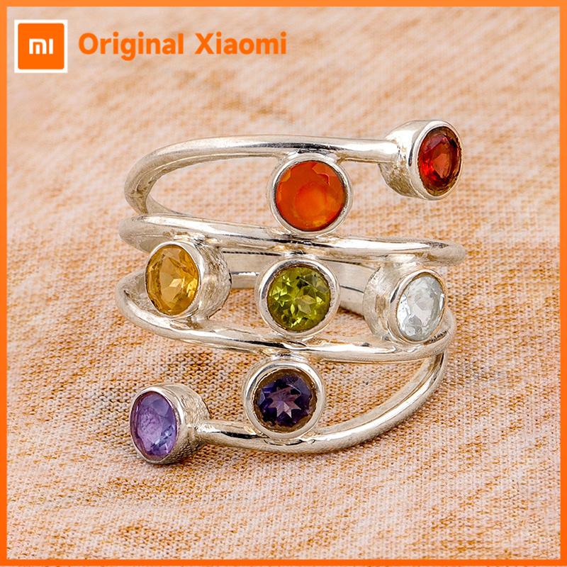 Xiaomi Huitan Irregular Designed Women Rings with Colorful CZ Silver Color Statement Female Finger Rings Hip Hop Gilrs Jewelry