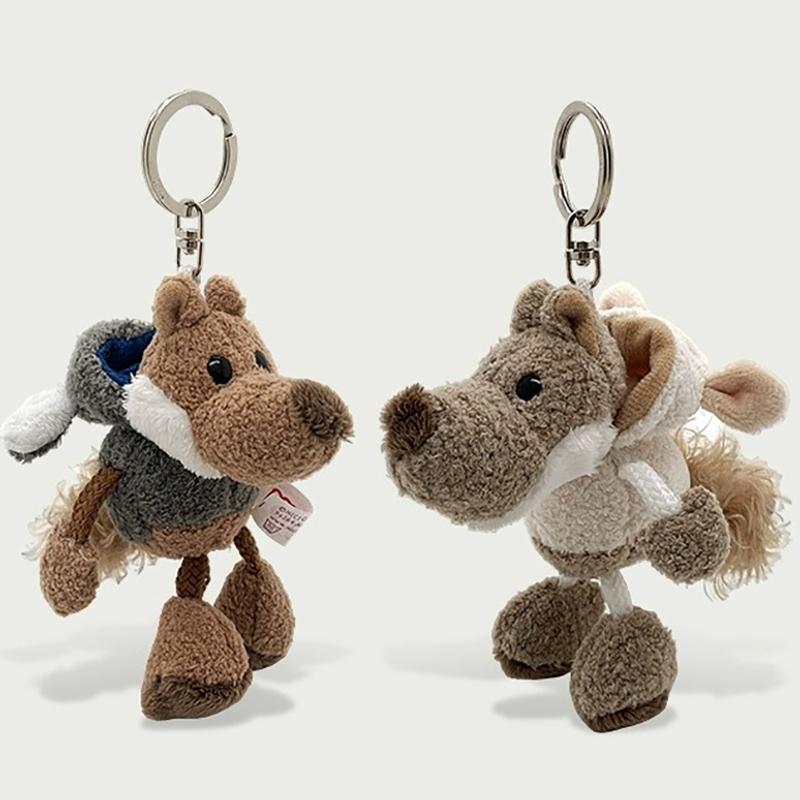 10 см милый пушистый меховой брелок в виде волка, женский плюшевый брелок в виде животного, сумка, автомобильные аксессуары, женская кукла для вечеринки, подарок для девочек, плюшевый брелок