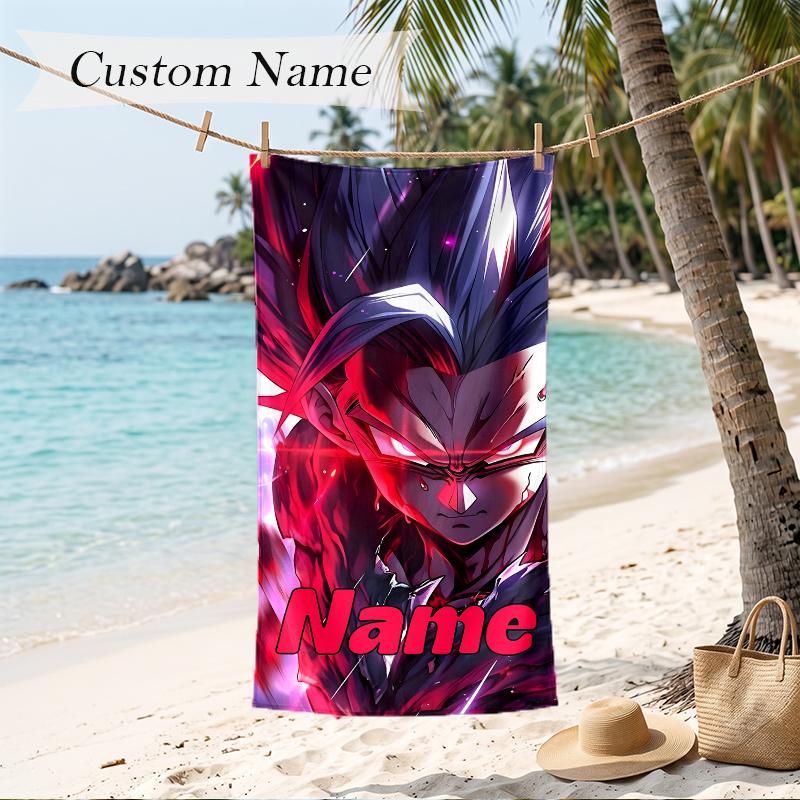 Dragon Ball Custom Name Printed Beach Towel Personalized Soft Towel For Swimming Beach Travel