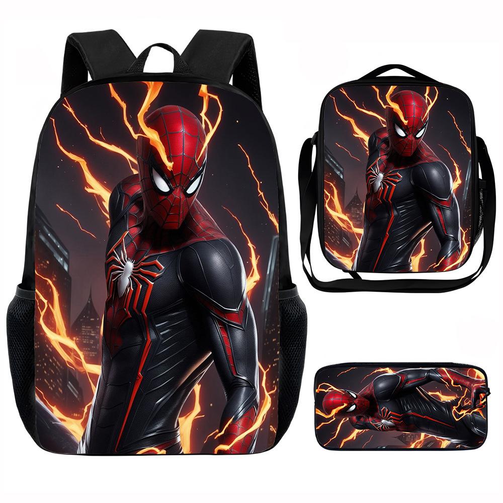 Spider-Man School Bag Lunch Bag Pencil Bag Elementary School Backpack Cartoon Peripheral Backpack Children's Bag Three-piece Set