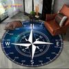 Vintage Nautical Compass Print Round Area Rug Non Slip Floor Carpet for Living Room Home Decor