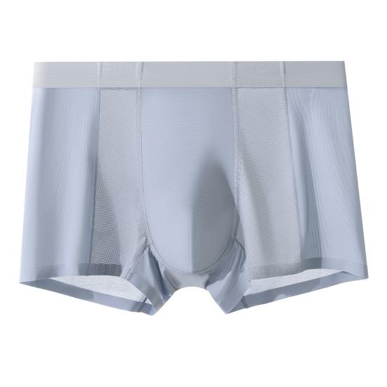 Мужские трусы-боксеры средней посадки с эластичным поясом, дышащие сетчатые шорты, однотонные летние охлаждающие трусы из ледяного шелка
