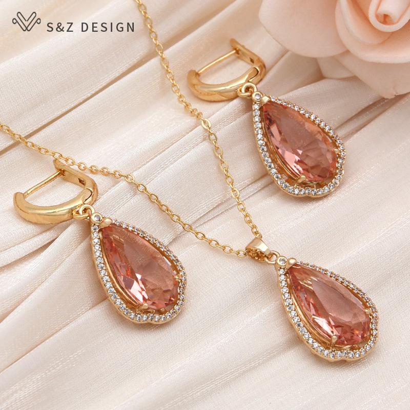 Модное элегантное ожерелье с подвеской из кубического циркония цвета шампанского для женщин, ювелирные изделия для свадебной вечеринки, модный изысканный подарок