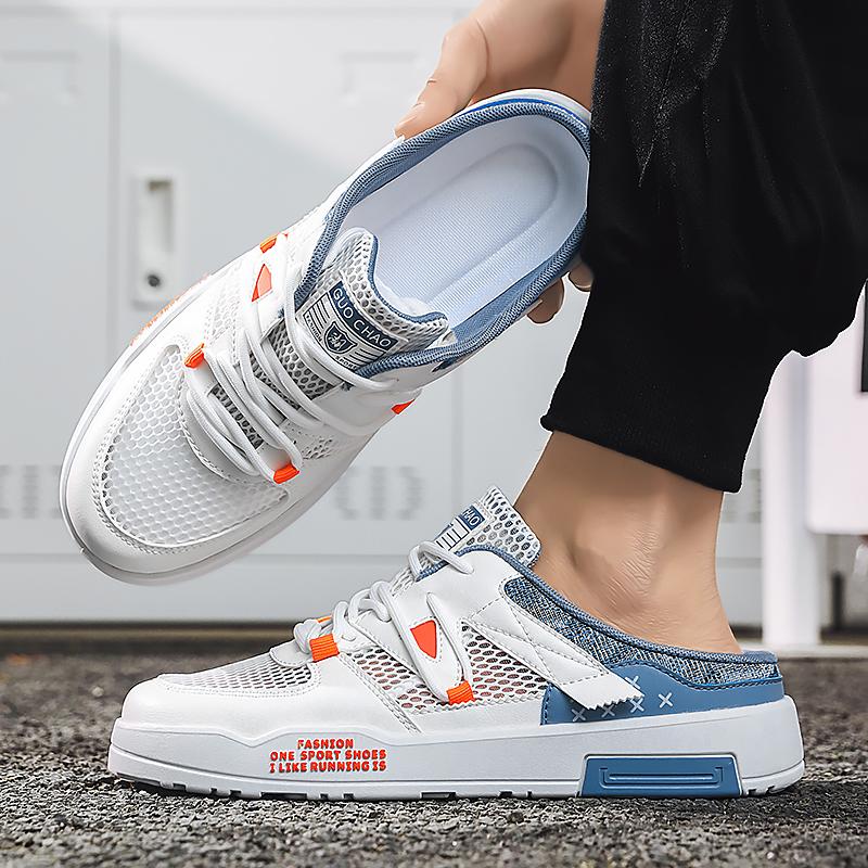 Мужская спортивная обувь Летние мюли с открытой спиной Повседневные сандалии Кроссовки Сабо Студенческие тапочки больших размеров