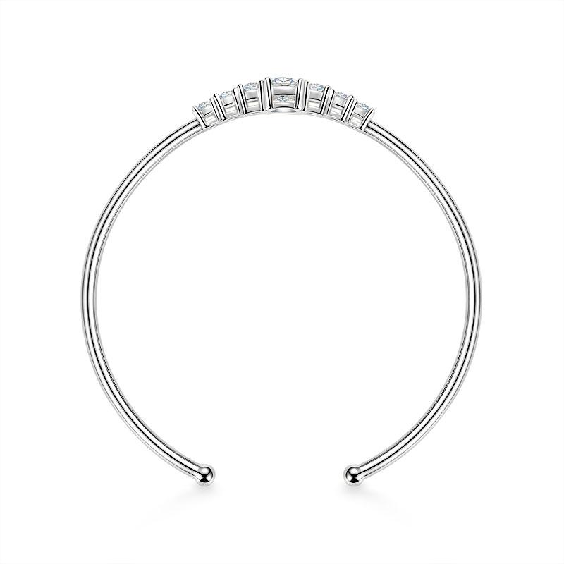 IOGOU Opening Bangle Cuff 6.5mm 1ct D Color Moissanite Bracelet for Women 925 Silver Certified Fine Jewelry Valentine Gift