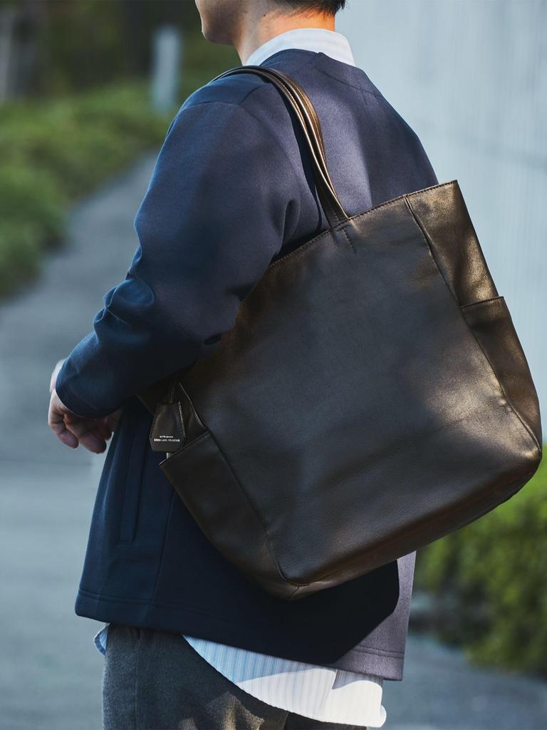 United Arrows Green Label Relaxing SC GLR Functional Leather Tote Bag, Vertical, V2, 32326991306, 2900 DK.BROWN (29), Free Shipping