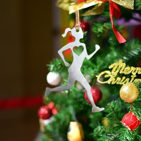 Мужчины Женщины Бегун Снеговик Висячие Украшения Полое Сердце Любви Сверхмощный Металлический Ремесло Бег Мальчик Девочка Орнамент Подвеска Подарок Любителю Спорта