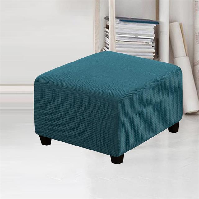 Jacquard Ottoman Stool Cover Furniture Protector Covers Stretch Square Removable Footstool Sofa Slipcovers Washable Chair Covers
