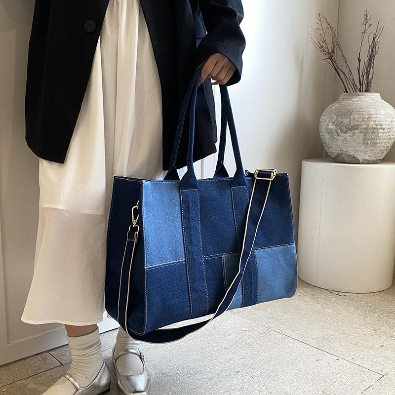 Джинсовая сумка большой вместимости Женская новая сумка через плечо Сумка-тоут для поездок