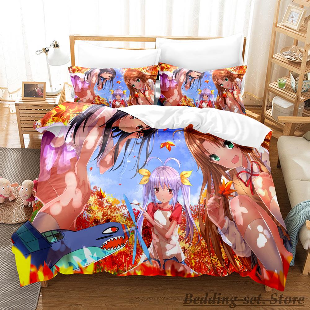 Не Non Biyori Комплект постельного белья Односпальный Полуторный Двуспальный Евро-размер Кинг-сайз Комплект для кровати Взрослый Детская спальня Комплекты с пододеяльником Аниме Девушки