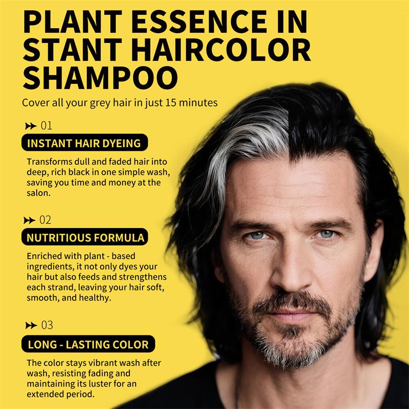 3 в 1 Растительная Здоровая Краска для Волос 500 мл SEVICH Шампунь-Краска для Волос Черного Цвета для Мужчин и Женщин Растительный Мгновенный Цвет Шампунь Имбирь Черная Краска для Волос