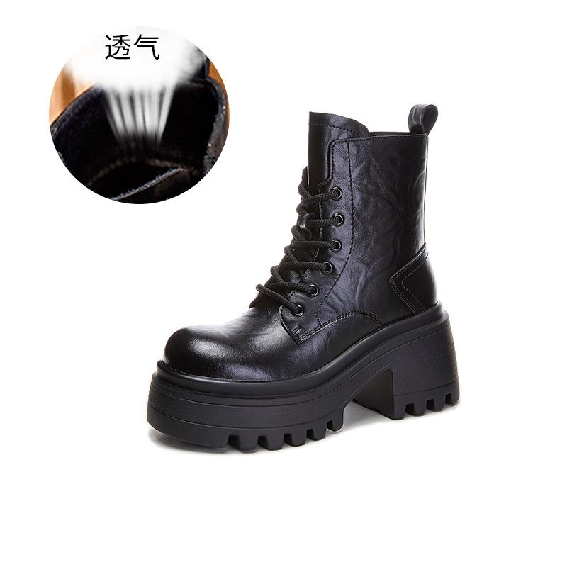 Кожаные ботинки Мартин женские 2025 осень и зима новые на высоком каблуке ретро короткие ботинки женские повседневные универсальные ботинки женская мода женские ботинки