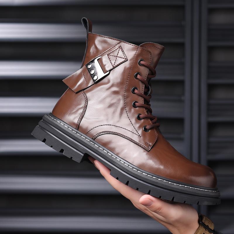 Кожаные мужские ботинки Мартин Высокие ботинки Инструментальные ботинки Высокие кожаные ботинки Флисовые мужские ботинки Теплые повседневные ботинки Мужские ботинки