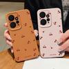 Тонкий чехол из матовой кожи с принтом вишни TPU для Xiaomi 13T Pro Poco X6 Redmi Note 14 Pro 13 12 11, мягкий противоударный защитный чехол для телефона