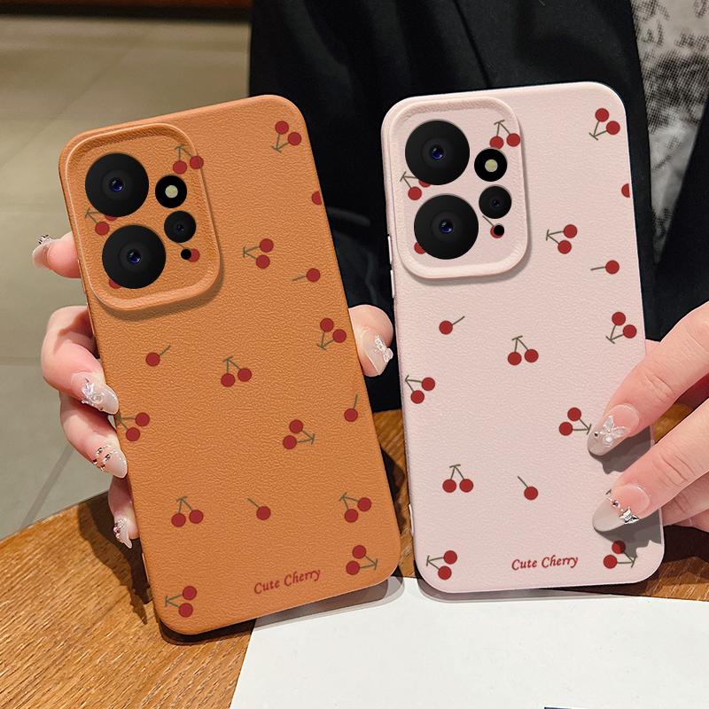 Тонкий чехол из матовой кожи с принтом вишни TPU для Xiaomi 13T Pro Poco X6 Redmi Note 14 Pro 13 12 11, мягкий противоударный защитный чехол для телефона