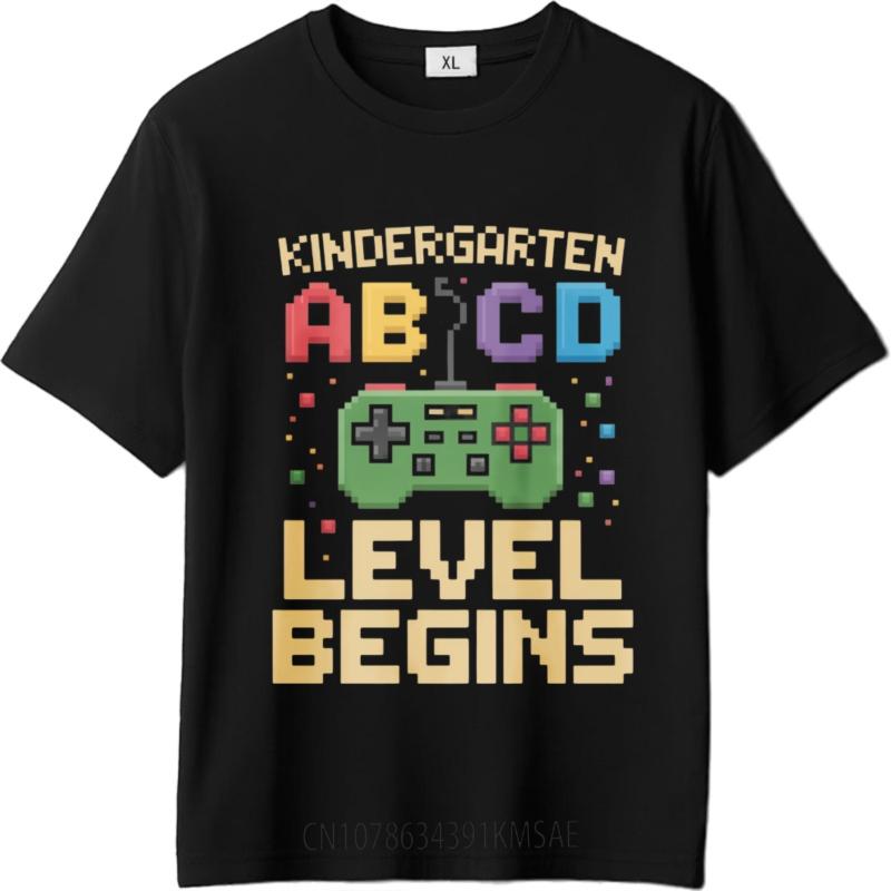 Minimalist Tshirt Summer top Relaxed Fit For him Oneck tshirt Vintage Kindergarten Abcd Level Begins Trendy Unisex Tee shirt