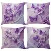 Фиолетовые бабочки и цветы на наволочкеПодходит для дивана, автомобиля, спальни, декоративная наволочка для подушки