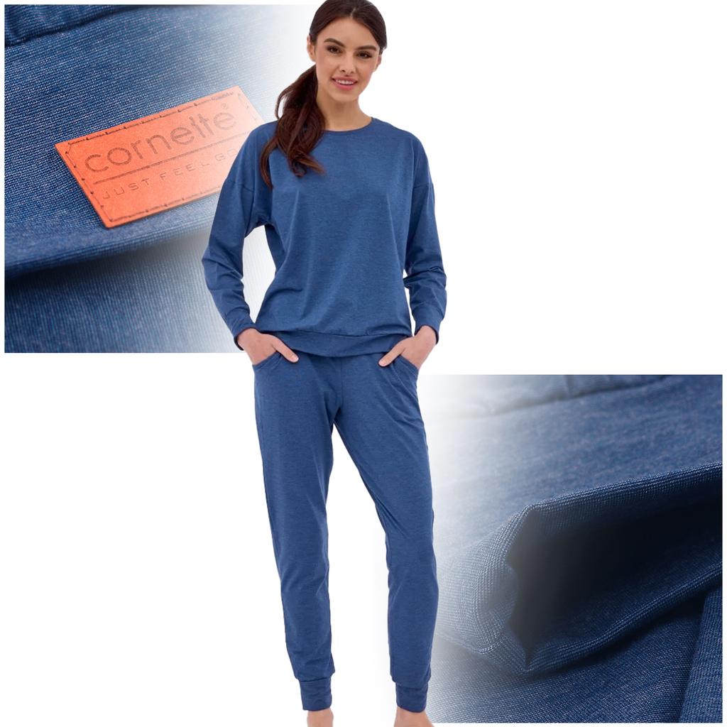 Cornette Komplet Dresowy Damski Długi Rękaw Modal Bawełna Jeans