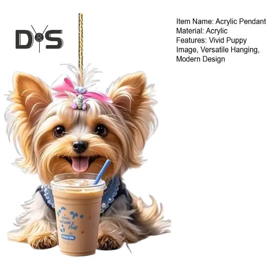 Подвеска в виде щенка на зеркало заднего вида, подвесное украшение для автомобиля, акриловая рождественская елка, дверь, окно, забор, ветка, подарок для женщин и мужчин