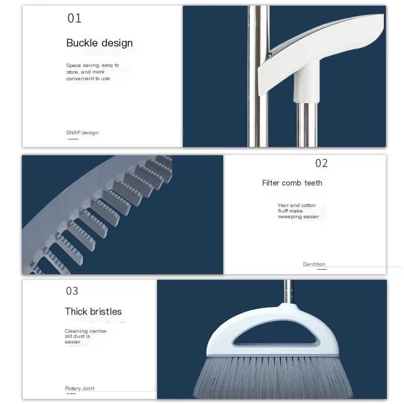 Пластиковый набор веника и совка Комбинация Бытовой набор для мытья пола Подметальная машина Швабра Инструмент для уборки Домашние аксессуары для уборки Веник