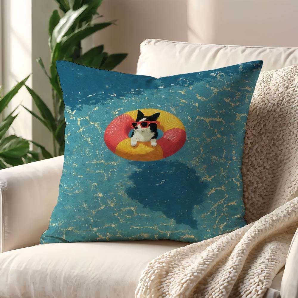 Puppy Swimming Ring cushion cover For Pillow Printing Sofa Decoration Home Car Room Coffee Shop Office Nordic Simplicity