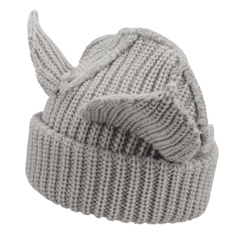 Stretchable Knit Cat Ear Beanie Yarn Striped Beanie Gifts Knitted Beanie Hat Women and Men