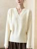 Women's High-End V-Neck Cable Knit Sweater - Autumn Style, Soft & Fluffy, Loose Fit, Gentle, Slimming Top