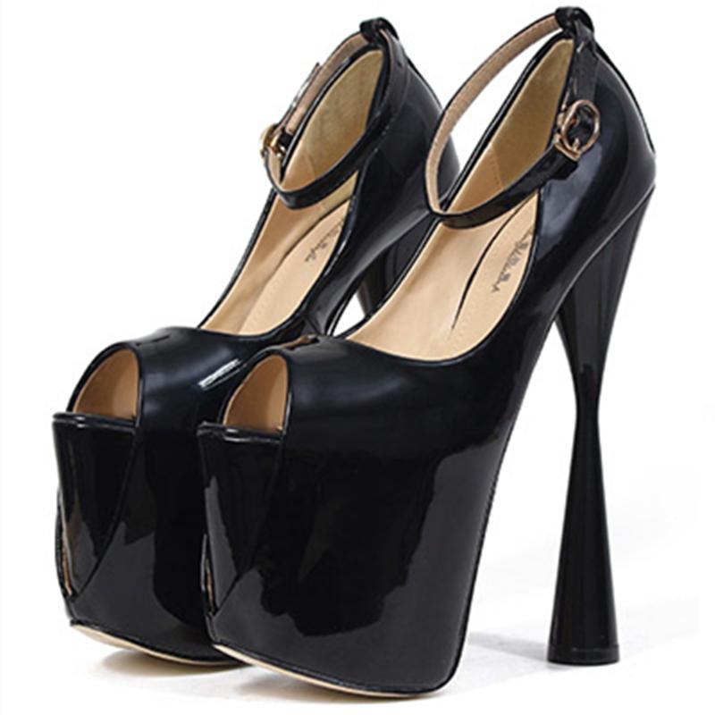 Женские туфли на каблуке с ремешком на щиколотке, сексуальные, модные, фетиш, высокие каблуки, туфли-лодочки с открытым носком, черные, красные, для офиса, для стриптиза, женские