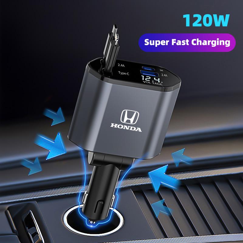 AAAKO1 Car Lighter Charger 120W Super Fast Phone Charging Cable For Honda Civic Fit Jazz Accord Pilot CRV Odyssey Passport City Shuttle