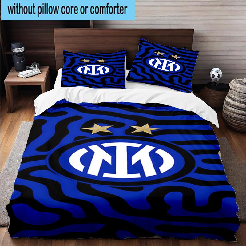 3pcs Mi-lan FC Emblem Printed Bedding Set Duvet Cover Closure Includes 1 Duvet Cover & 2 Pillowcases Bedding Sets Home Decor Gifts