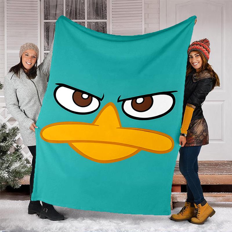 1pc Phineas and Ferb2 Theme Blanket - Digital Print, Polyester, Cozy for All Seasons, Perfect for Outdoor, and Travel