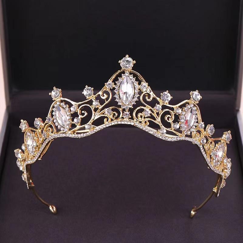 Korean Style Bridal Crown Hair Accessories, Fashionable and Simple Alloy Diamond Headband Wedding Dress Crown Tiara Princess Hair Crown Accessories