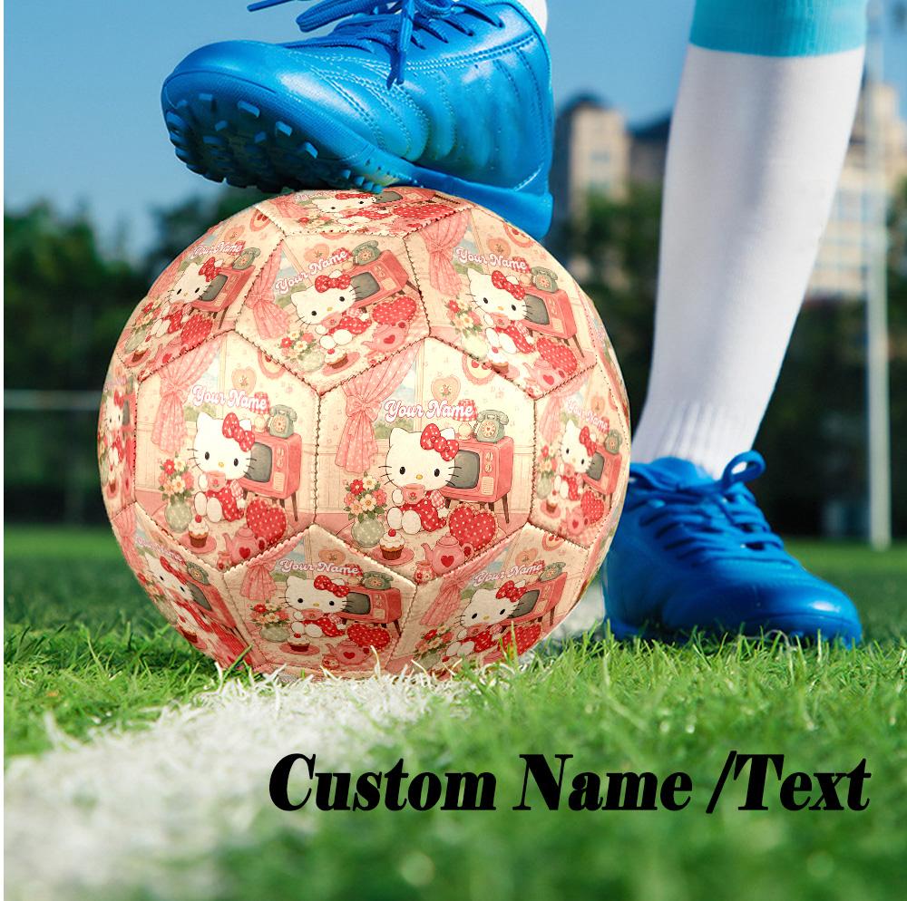 Custom Text Size 5 Soccer Ball, Standard Match Football For OutdoorHello Kitty