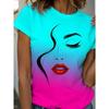Женская футболка Абстрактное лицо Линейный рисунок Графический принт Топы Повседневная с круглым вырезом С коротким рукавом Футболка Летняя Уличная мода Женская одежда