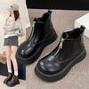 Мартинсы на толстой подошве женские осенние ретро универсальные челси короткие ботинки на молнии с утолщением тонкие ботинки