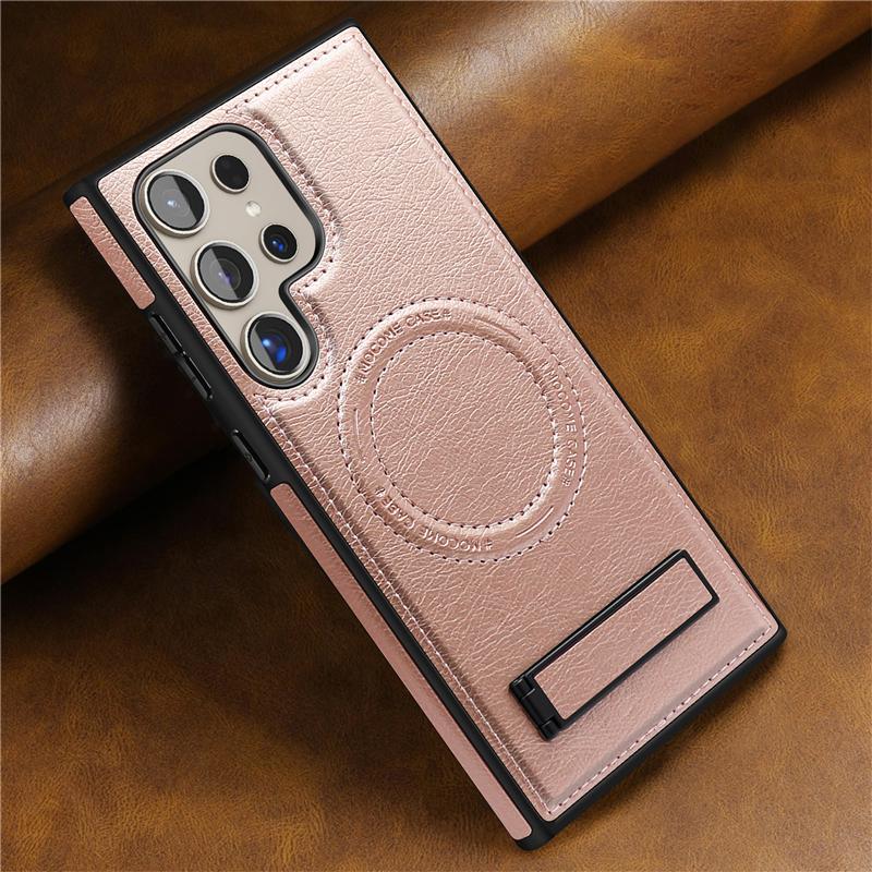 Роскошный кожаный чехол-книжка с магнитной подставкой-держателем для Samsung S26 S25 S24 Ultra S23 Plus S22, с поддержкой беспроводной зарядки, противоударный, мягкий