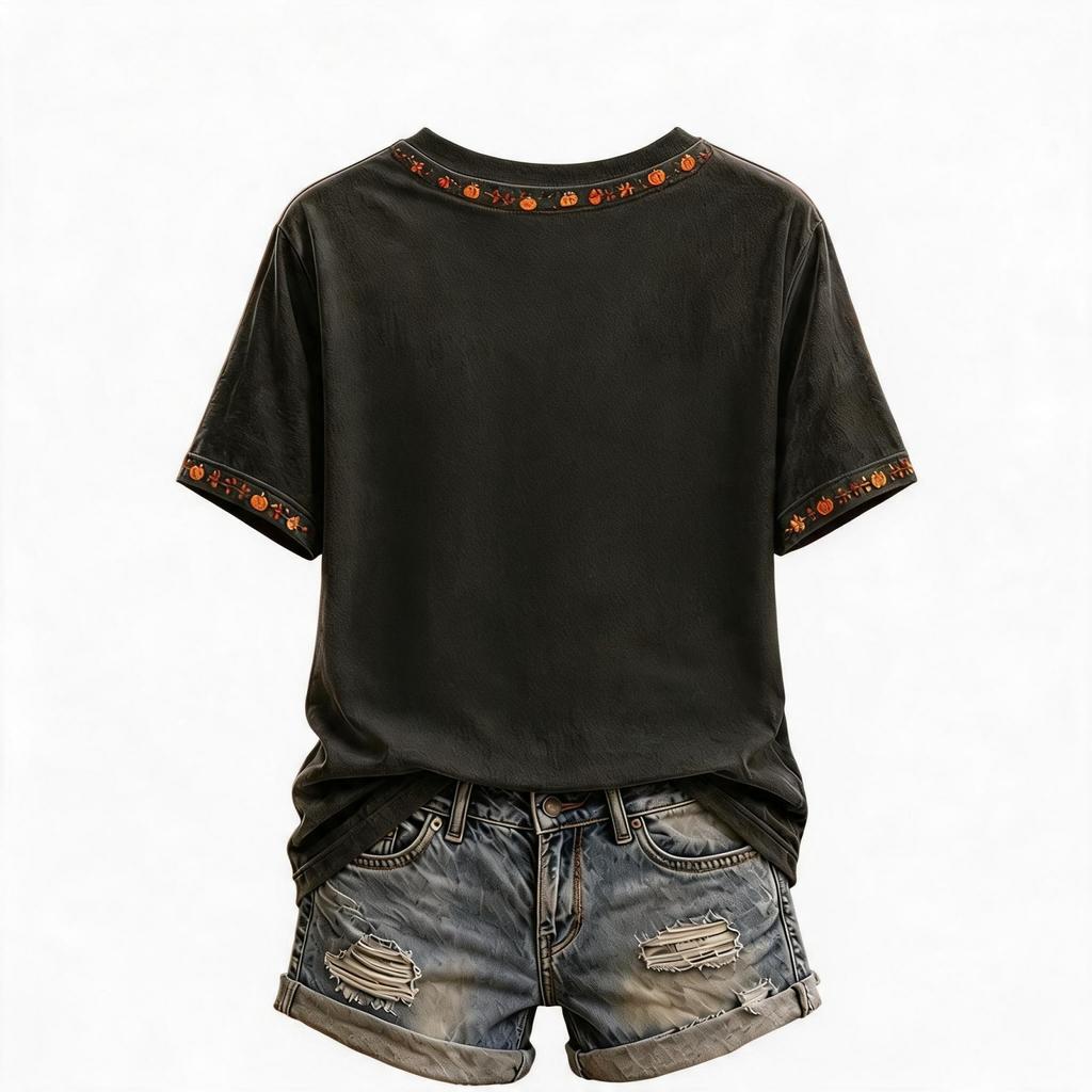Women's Casual V-Neck Short Sleeve T-Shirt Fall Fashion Top